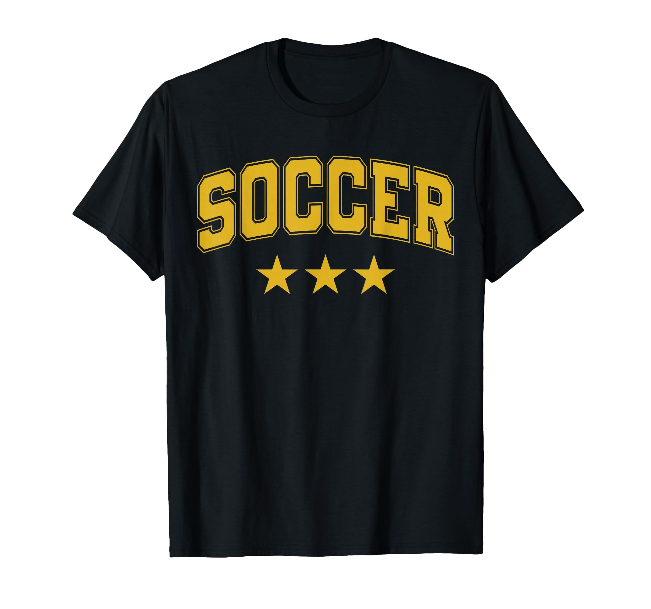 Soccer All Yellow Stars Text T-Shirt - Unique Graphic Unisex