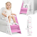 Easy Storage Potty Training Seat with Ladder, Adjustable Step and Toilet Seat Height, Easy-Grip Handles for Climbing, Foldable Portable Toddler Toilet Trainer, Perfect for Small Bathrooms
