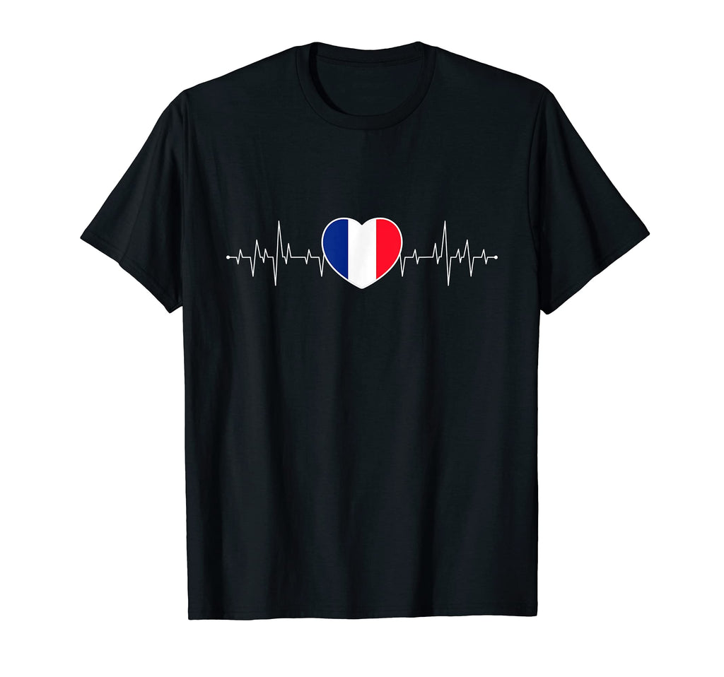 France Heartbeat Pulse French Flag T-Shirt - Fun Novelty Design Unisex