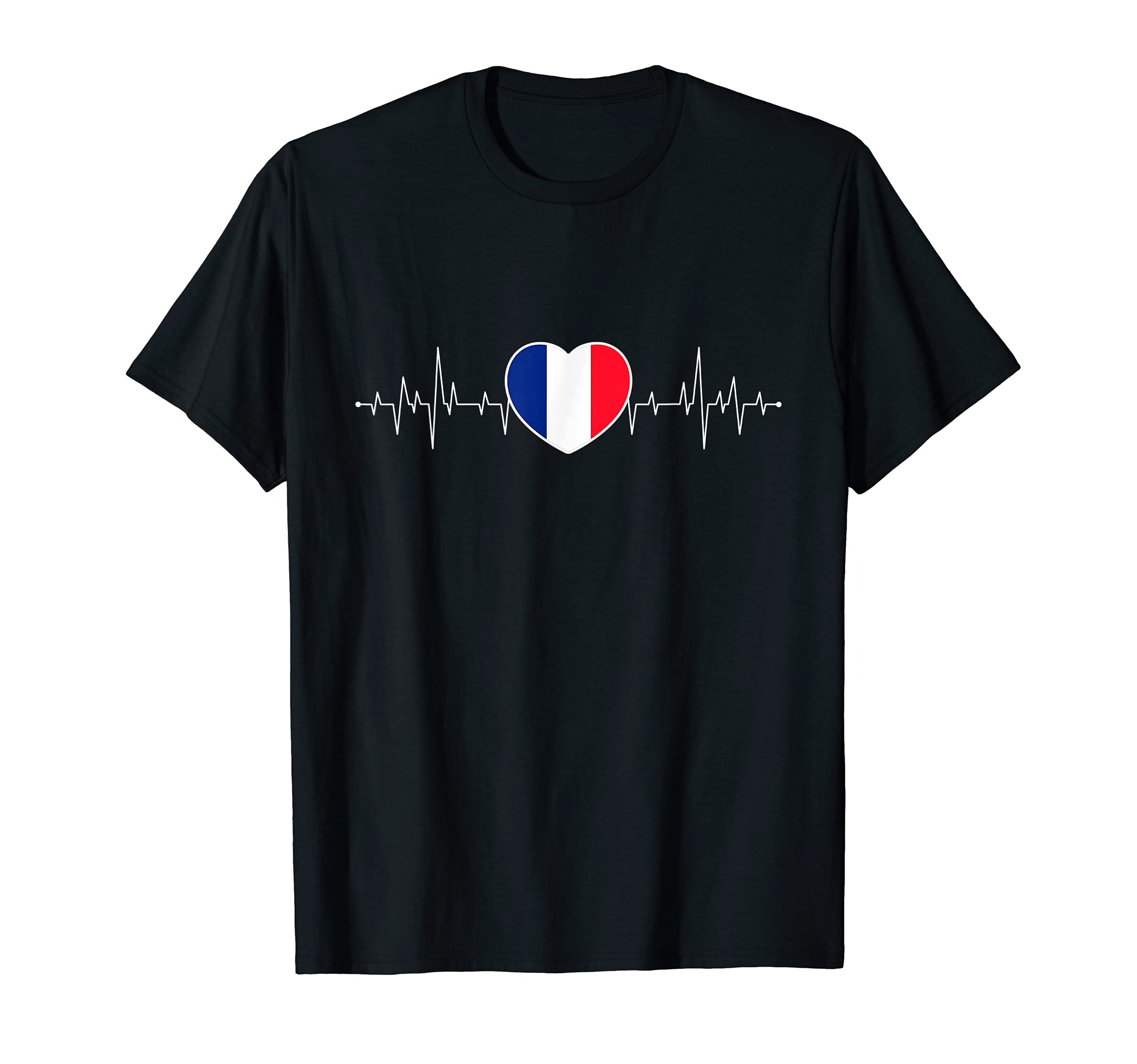 France Heartbeat Pulse French Flag T-Shirt - Fun Novelty Design Unisex