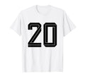 20 White Number 20 Sports Fan Soccer T-Shirt - Novelty Apparel for Adults