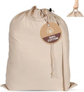 LFH Home Cotton Canvas Extra Large Laundry Bag with Handle, Heavy Duty Drawstring Closure Washable Laundry Bags School Travel, Home, Hotel, College Dorm, Organizer Sack, Toys Clothes 28x36-Natural