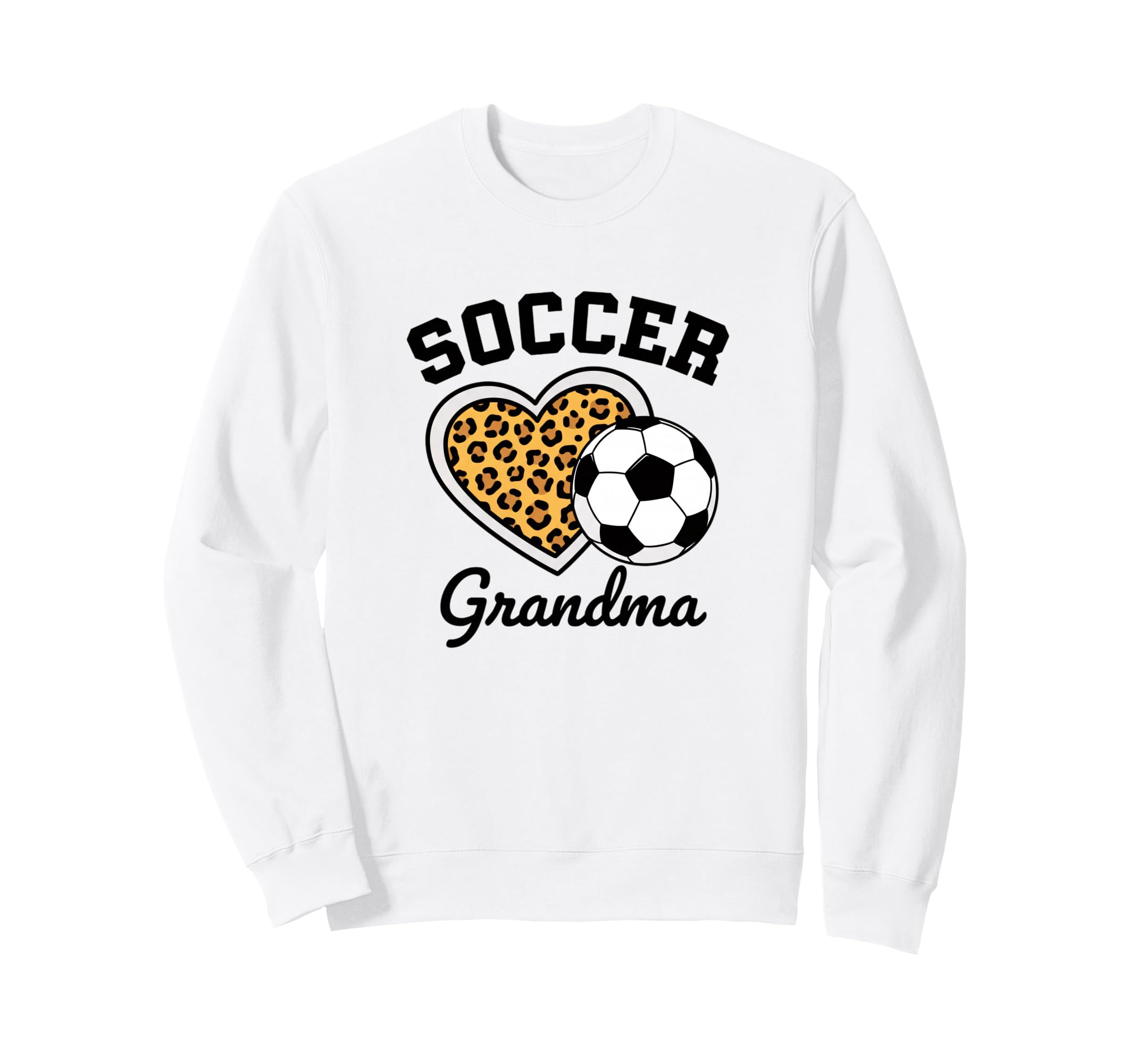 Soccer Grandparent Leopard Heart Grandma Sweatshirt - Graphic Print Unisex
