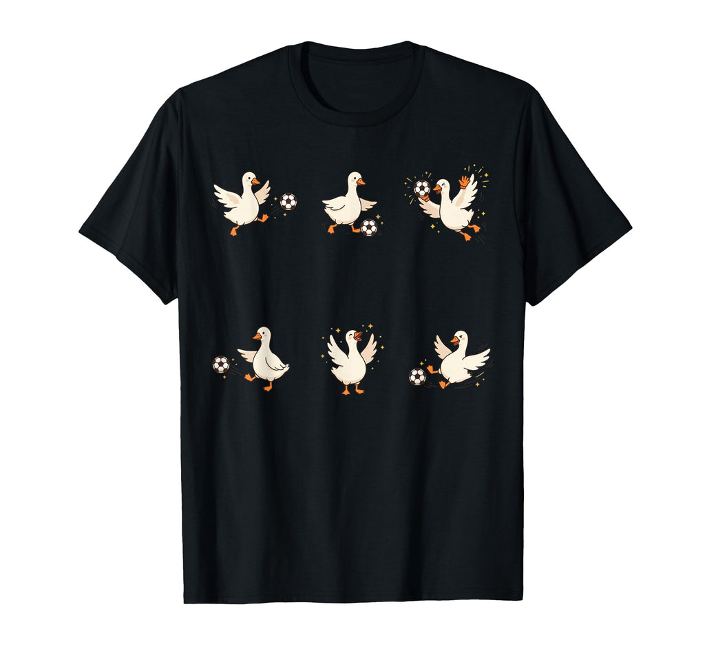 Silly Goose Playing Soccer Player T-Shirt - Minimalist Print for Adults