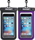 Hiearcool Universal Waterproof Phone Pouch Compatible for iPhone 17 16 15 14 13 Pro Max Plus Up to 8.3", IPX8 Beach Travel Essentials-Black&Purple-2Pack