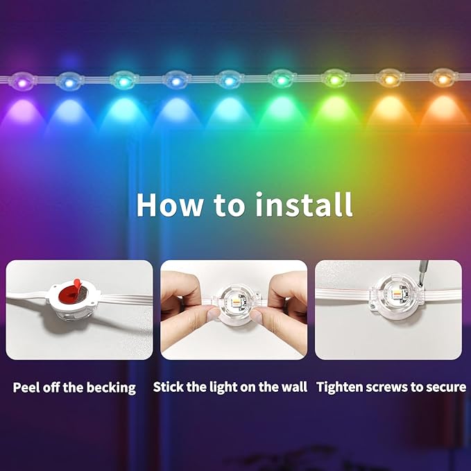 Permanent Outdoor Light,60ft RGB Eave Lights with App Control Remote,IP67 Waterproof LED Lights,Music Sync Outside Light for House,Halloween,Roof,Garden,Christmas Decorations
