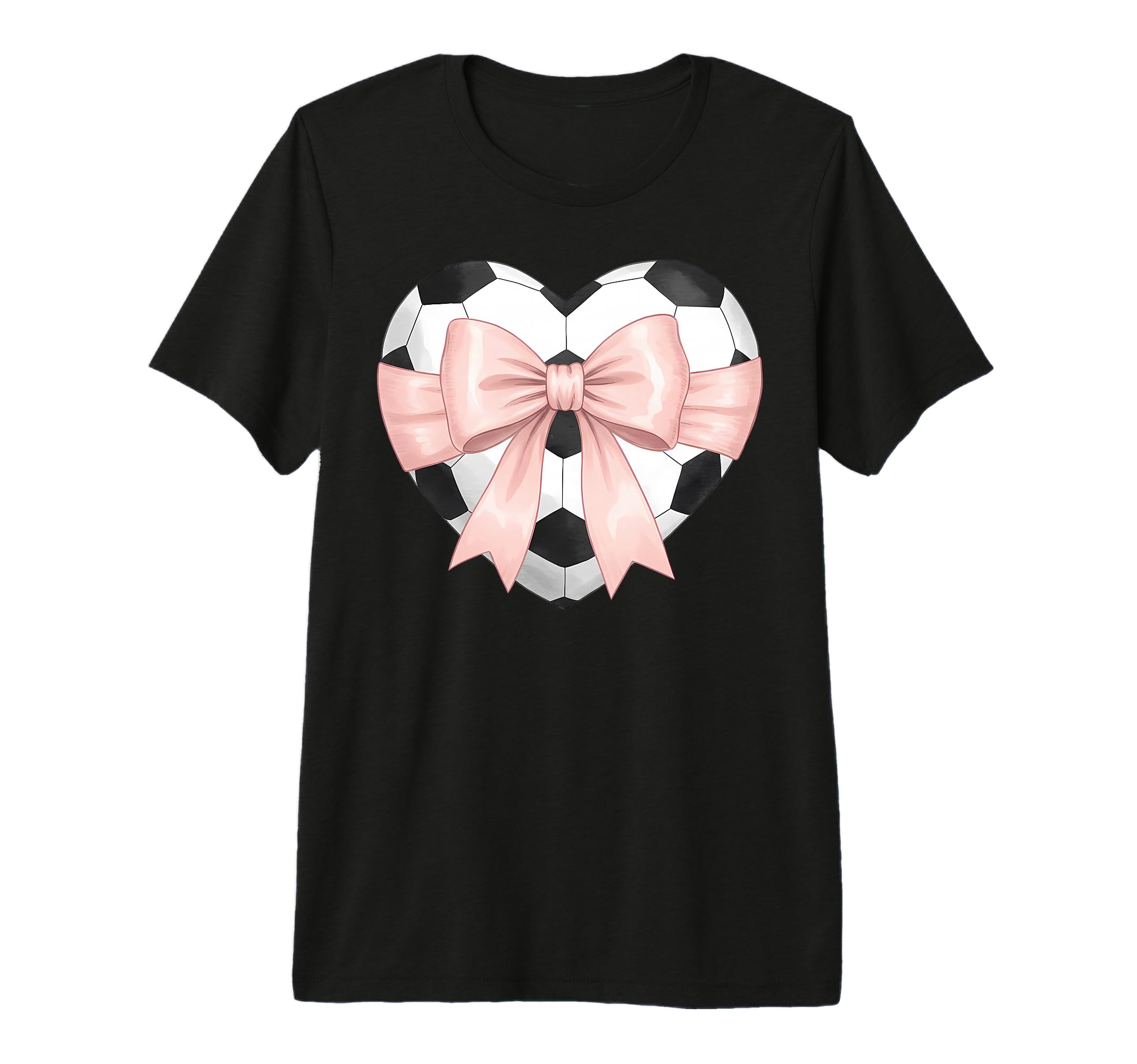 Coquette Soccer Heart Bow Football T-Shirt - Graphic Print Men Women