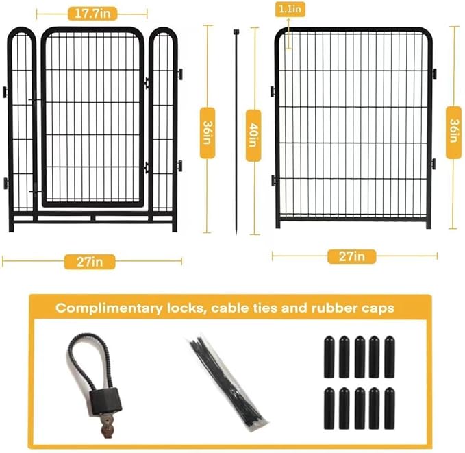 Tall Garden Fence, 36 in(H) 10 Panels Dog Fence Outdoor for Yard, Metal Dog Pen Heavy Duty Pet Puppy Exercise Pen for Rv Camping Garden Yard, Medium/Large Pets Fence Total 22.1 Ft(L)