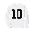 10 White Number 10 Sports Fan Sweatshirt - Casual Everyday Wear Men Women