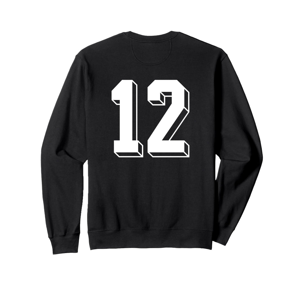 Number 12 Backside 80S 90S Team Jersey Sweatshirt - Graphic Print Unisex