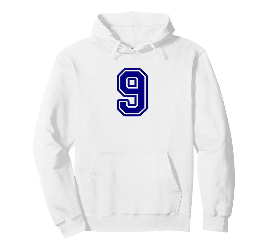 Blue Sport Team Number 9 Hoodie - Unique Graphic Unisex