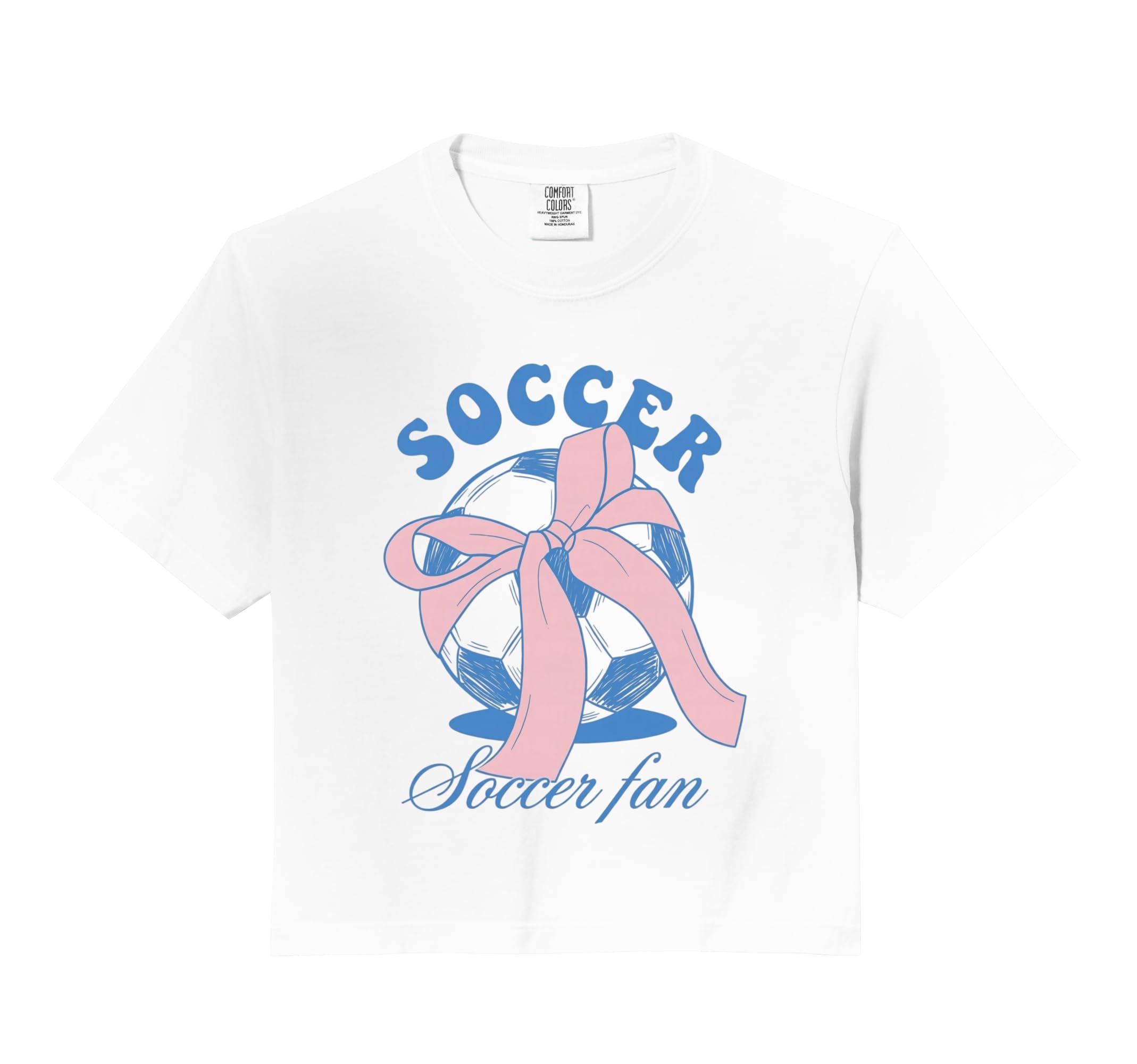 Soccer Fan Coquette Bow Comfort Colors Crop Hoodie - Graphic Print Unisex