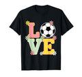 Colorful Love Soccer Floral Accents T-Shirt - Trendy Graphic Men Women