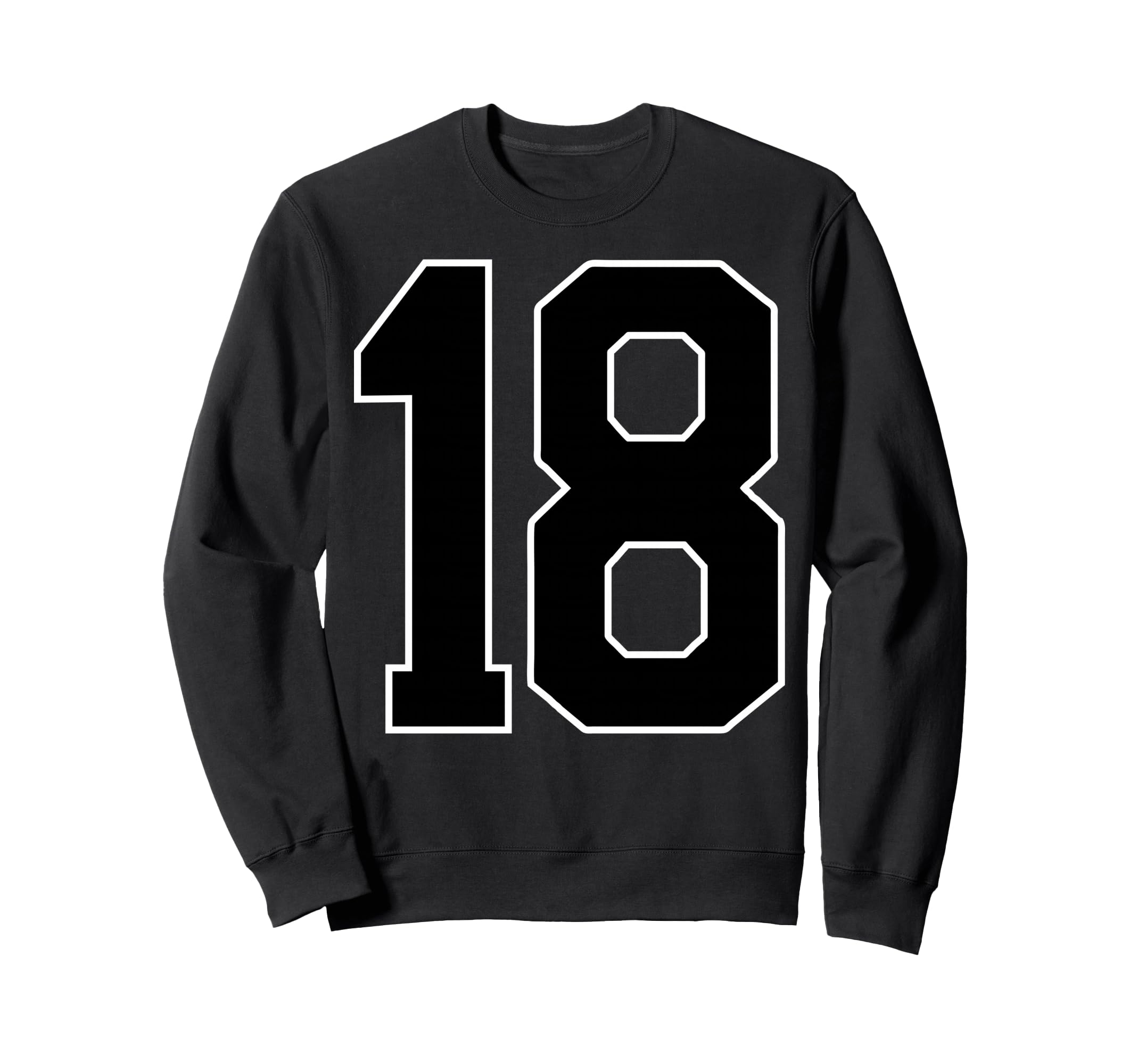 Black Sports Team Number 18 Fan Sweatshirt - Aesthetic Graphic for Adults