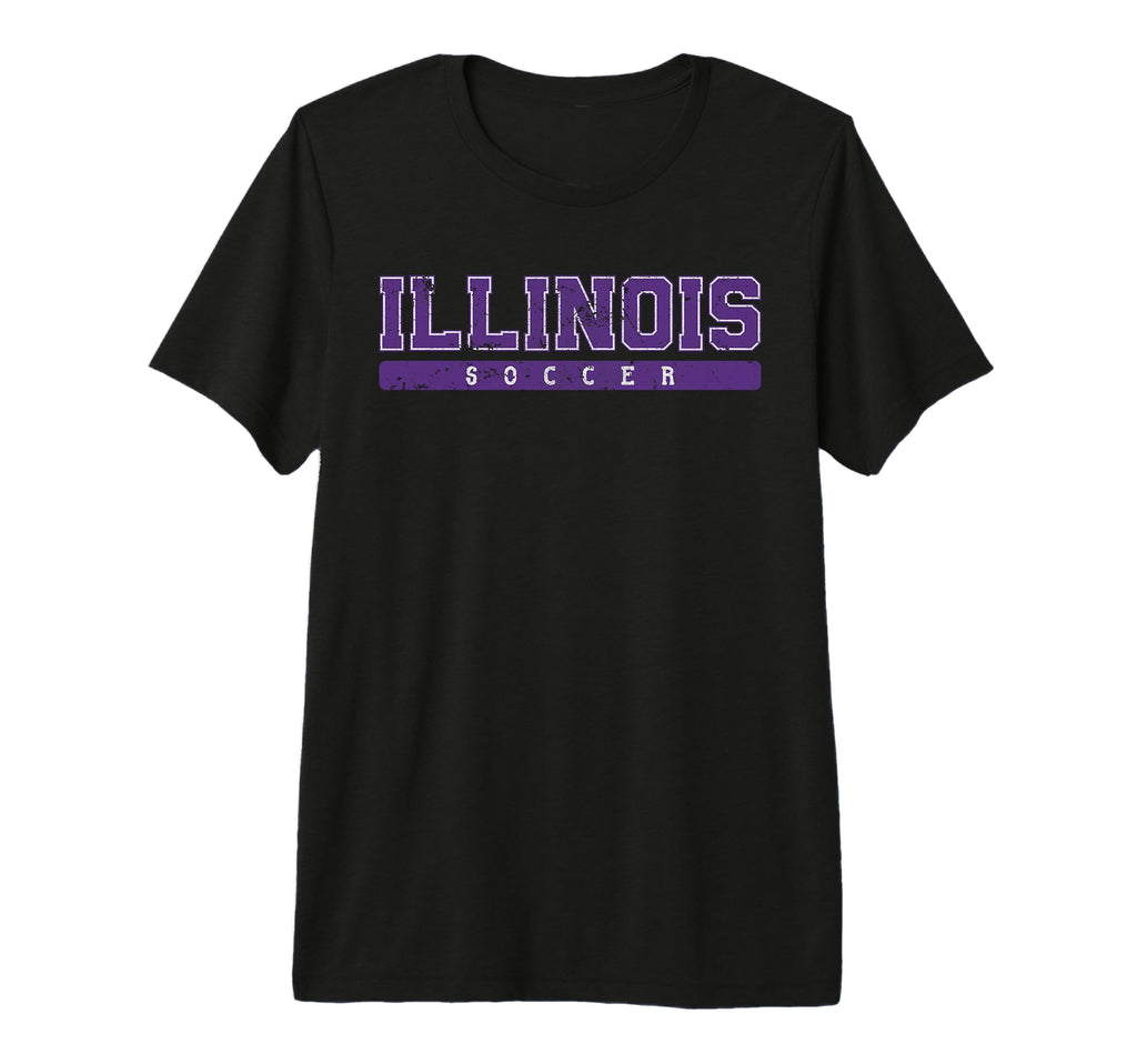 Illinois Soccer Purple Text Tri Blend T-Shirt - Streetwear Style Unisex