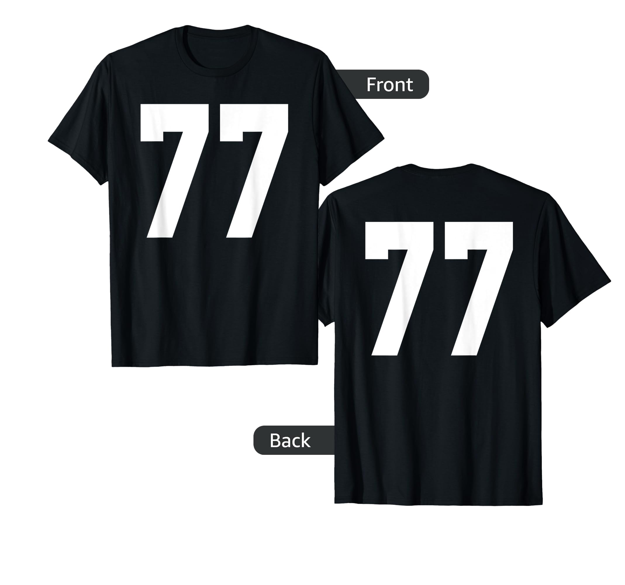 77 Team Sports Jersey Front Back T-Shirt - Trendy Graphic for Adults