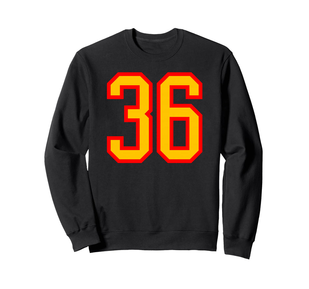 Red Yellow Sport Team Number 36 Sweatshirt - Trendy Graphic Unisex