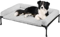 Veehoo Cooling Elevated Dog Bed Add Removable Deluxe Rose Plush Bolster Cushion Mat, 41" x 27" Washable Dog Couch Bed, Raised Pet Cot with Breathable Teslin Mesh, No-Slip Feet, Grey, CWC2439B