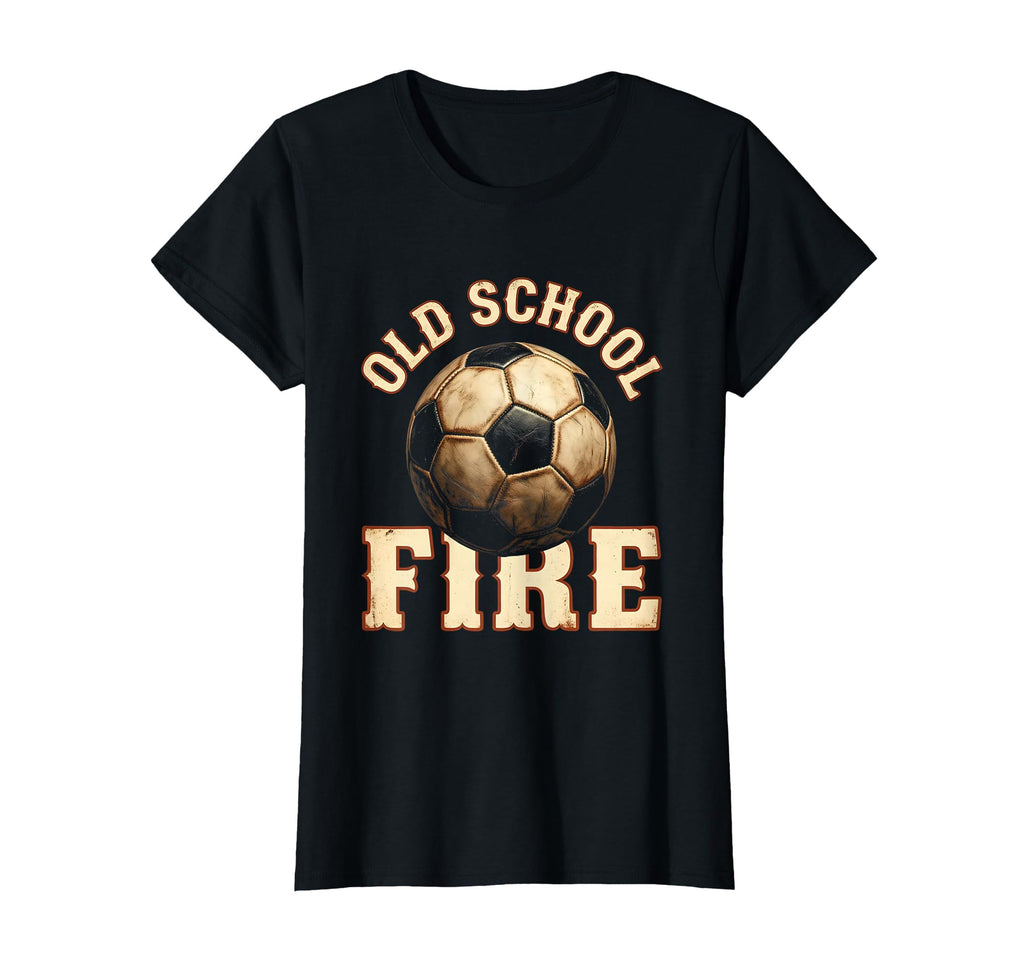 Old School Fire Soccer Ball T-Shirt - Novelty Apparel Unisex