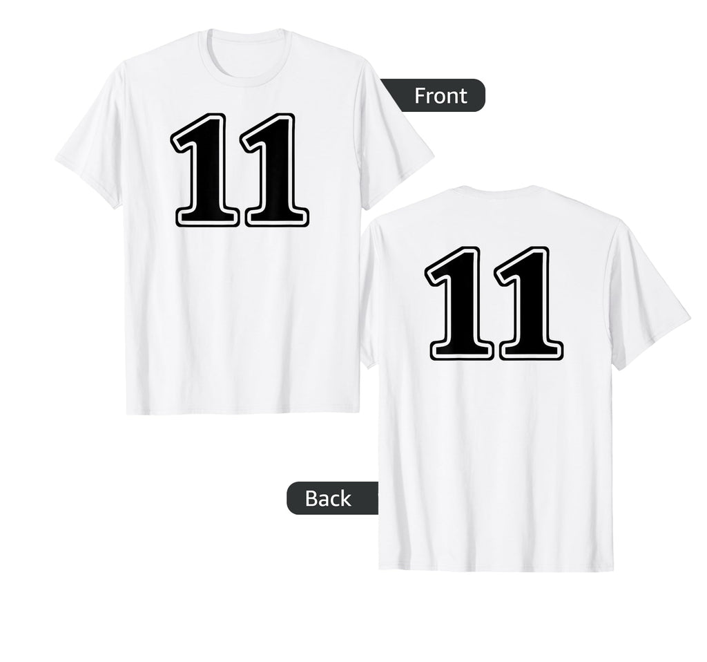 White 11 Number Eleven Team Birthday T-Shirt - Graphic Print for Adults