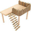Diydeg Hamster Wooden, 2 Layer Small Hamster Stand Playground with Ladder, Hamster Climbing Toy Cage Accessories for Squirrel Gerbil Chinchilla Parrot Bird Small Animals
