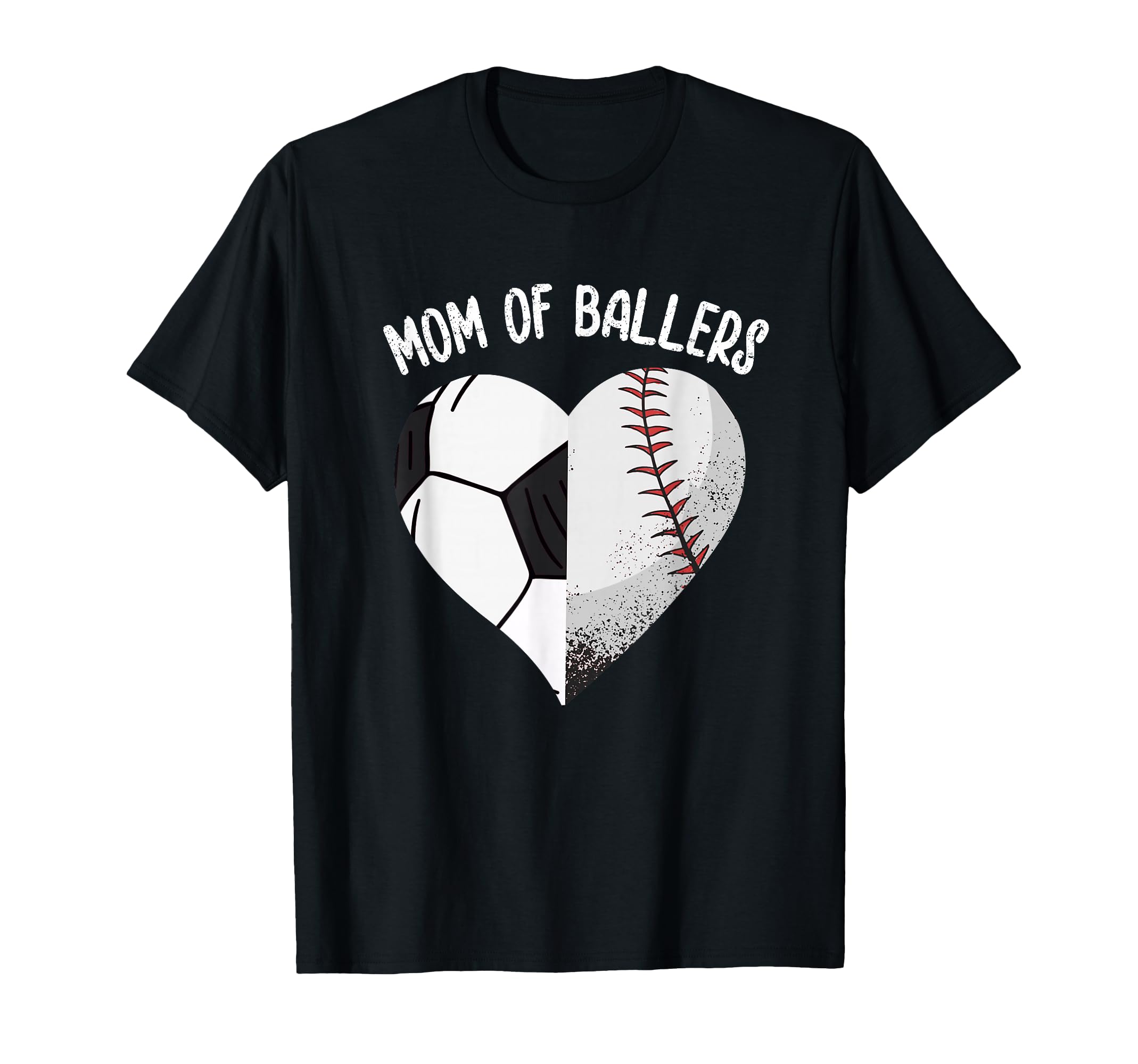 Mom Ballers Soccer Baseball Mama Heart T-Shirt - Novelty Apparel Men Women