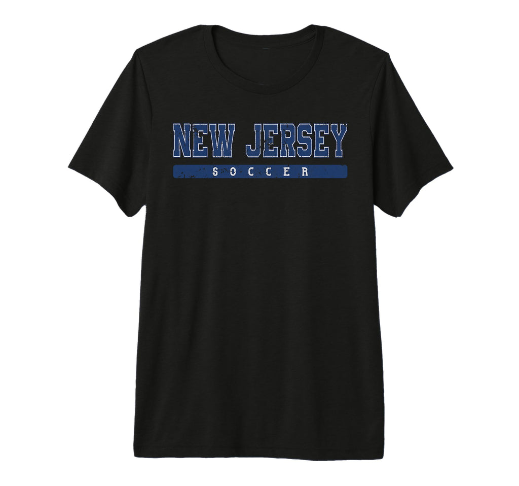 New Jersey Soccer Blue Text Tri T-Shirt - Casual Everyday Wear for Adults