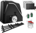 TOPENS DKR1100ST Solar Sliding Gate Opener Rack Drive Automatic Gate Motor for Heavy Driveway Slide Gates Up to 2600 Pounds, Electric Gate Operator Battery Powered with Solar Panel Remote Control Kit