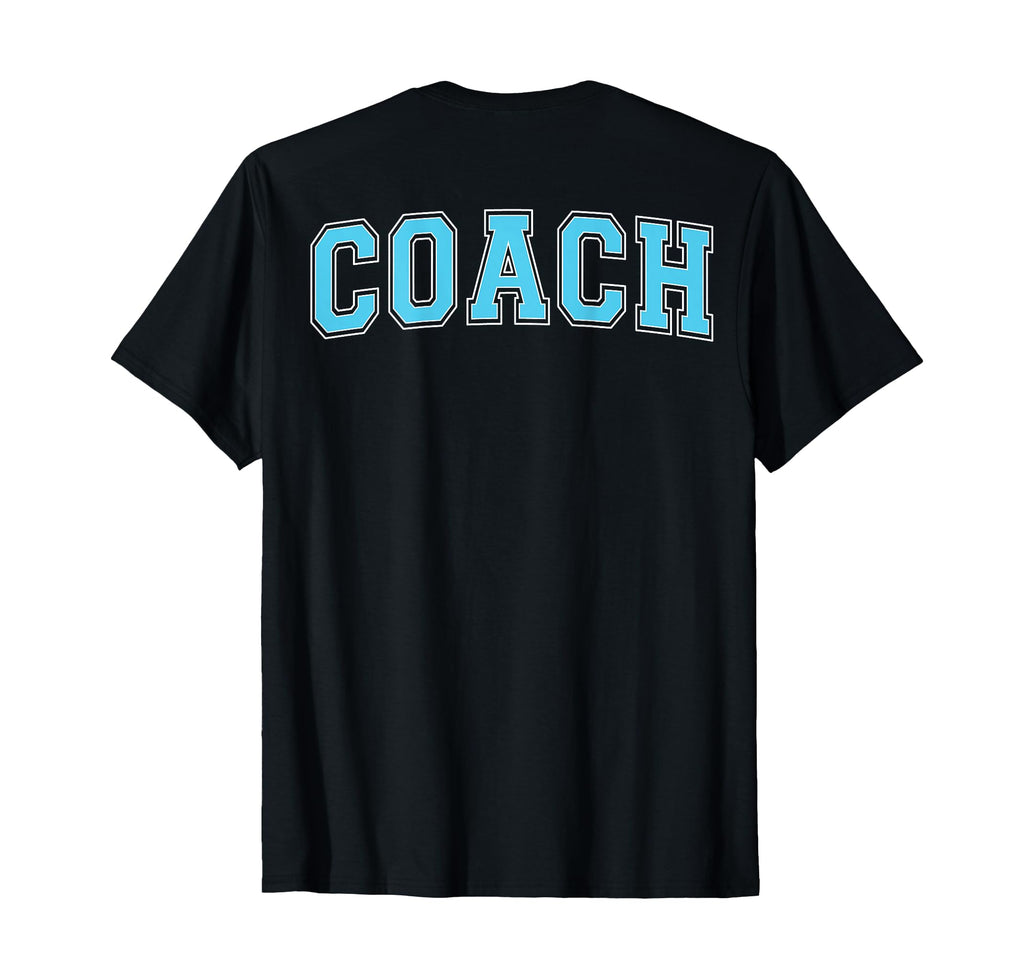 Coach Sports Trainer Varsity Cyan White T-Shirt - Aesthetic Graphic Unisex