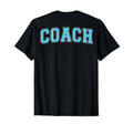 Coach Sports Trainer Varsity Cyan White T-Shirt - Aesthetic Graphic Unisex