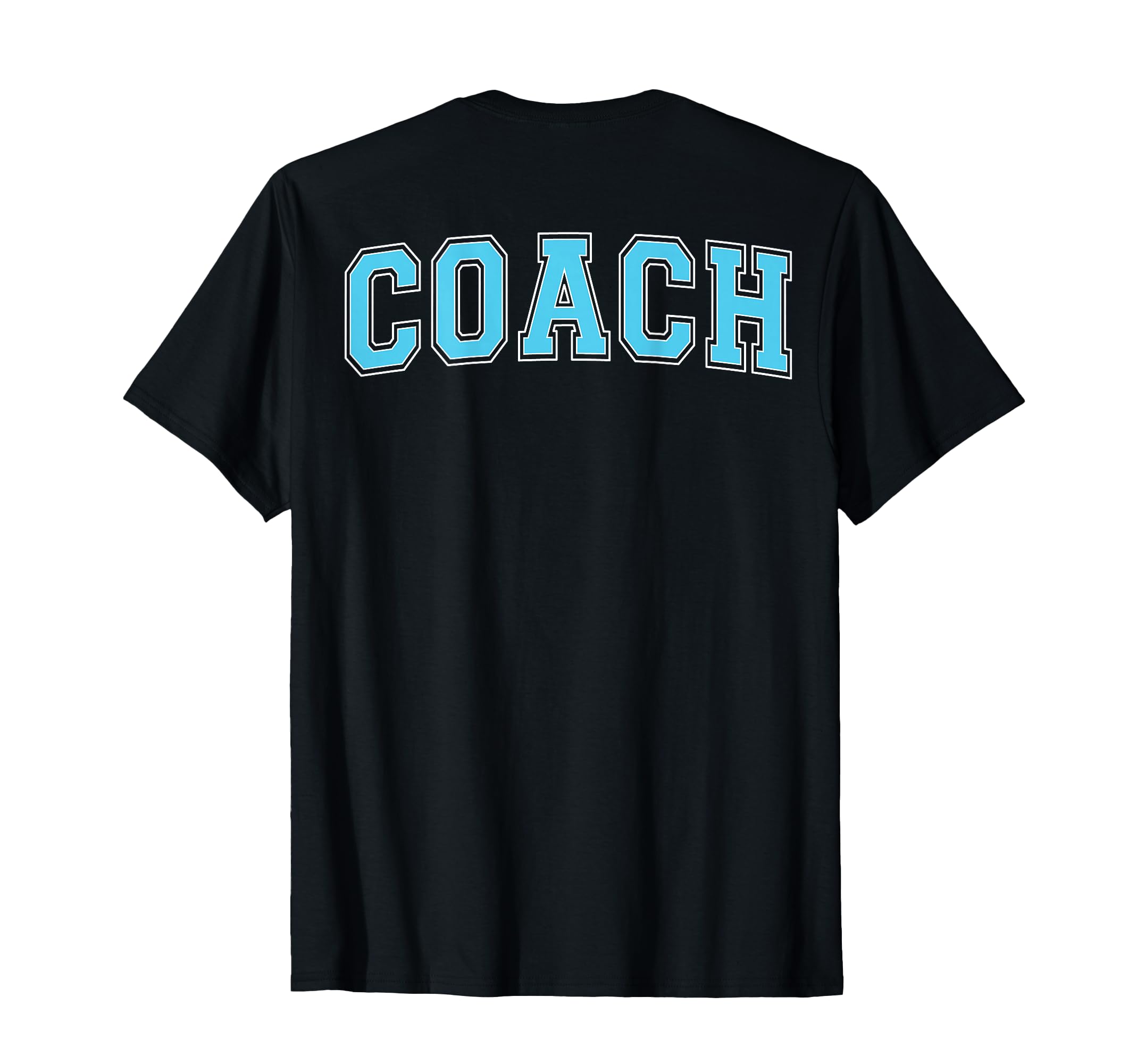 Coach Sports Trainer Varsity Cyan White T-Shirt - Aesthetic Graphic Unisex