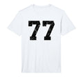 Number 77 Black Distressed Number T-Shirt - Unique Graphic Men Women