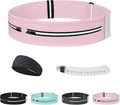 Running Belt for Women and Men, Adjustable Fanny Packs No Bounce Phone Holder for Running with Water Bottle & Headband, Waterproof Reflective Waist Packs for Runner Fits All Phones (M-Pink)