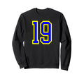Blue Yellow Sport Team Number Sweatshirt - Casual Everyday Wear Men Women