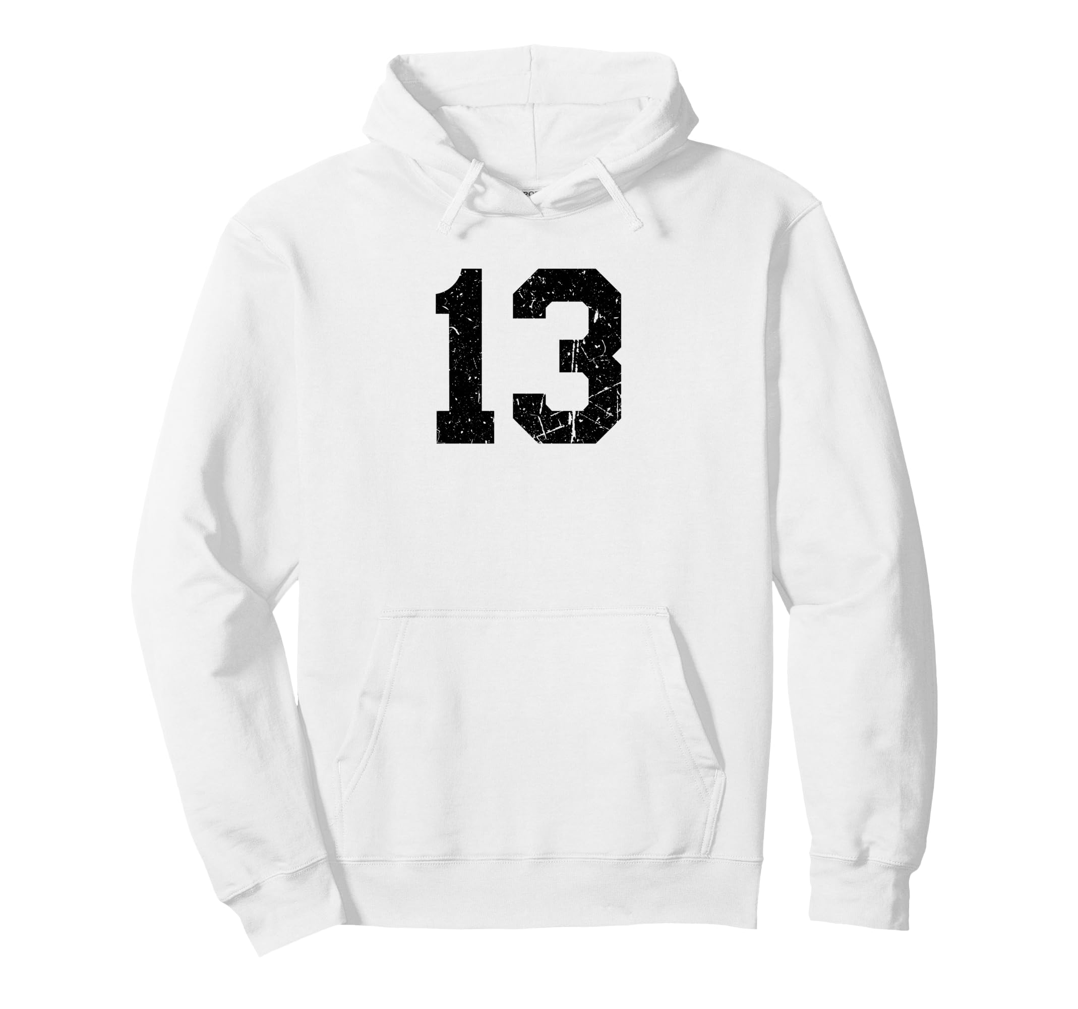 Black Distressed Sport Team Number 13 Hoodie - Aesthetic Graphic for Adults