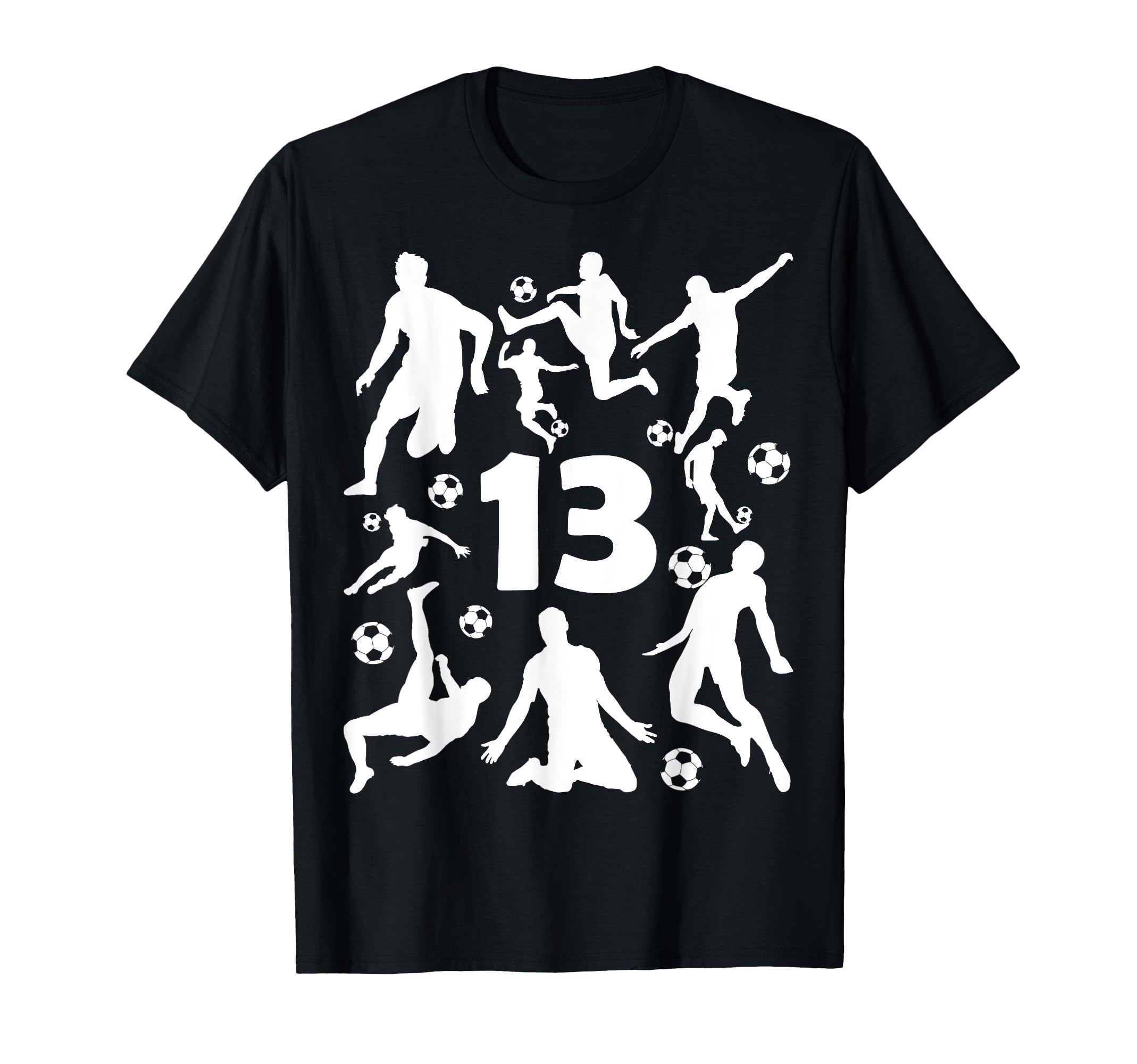 Number 13 Years Soccer 13Th Birthday T-Shirt - Trendy Graphic Unisex
