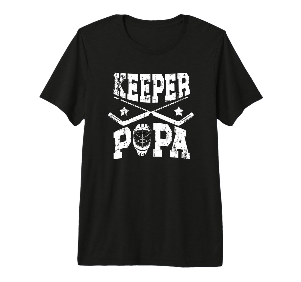 Mens Ice Hockey Keeper Papa Ice Hockey T-Shirt - Trendy Graphic Unisex