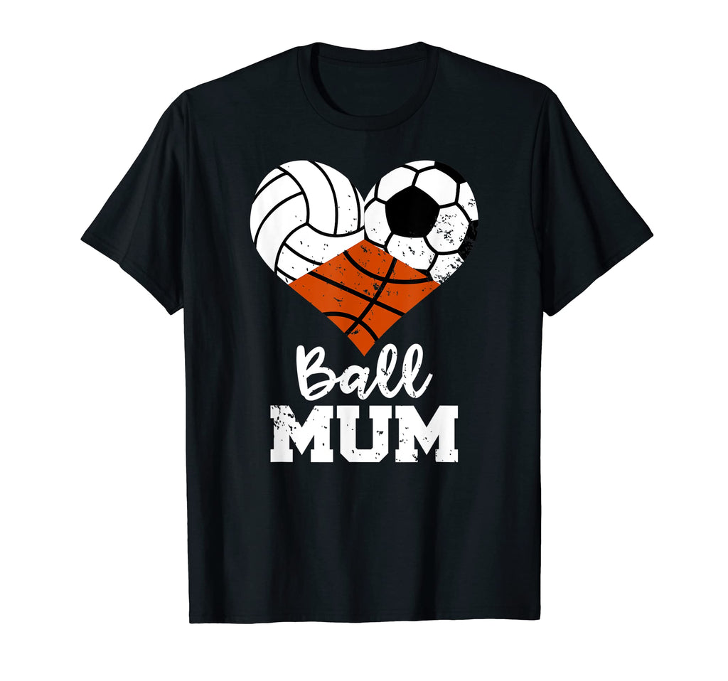 Ball Mum Heart Funny Volleyball Soccer T-Shirt - Unique Graphic Unisex