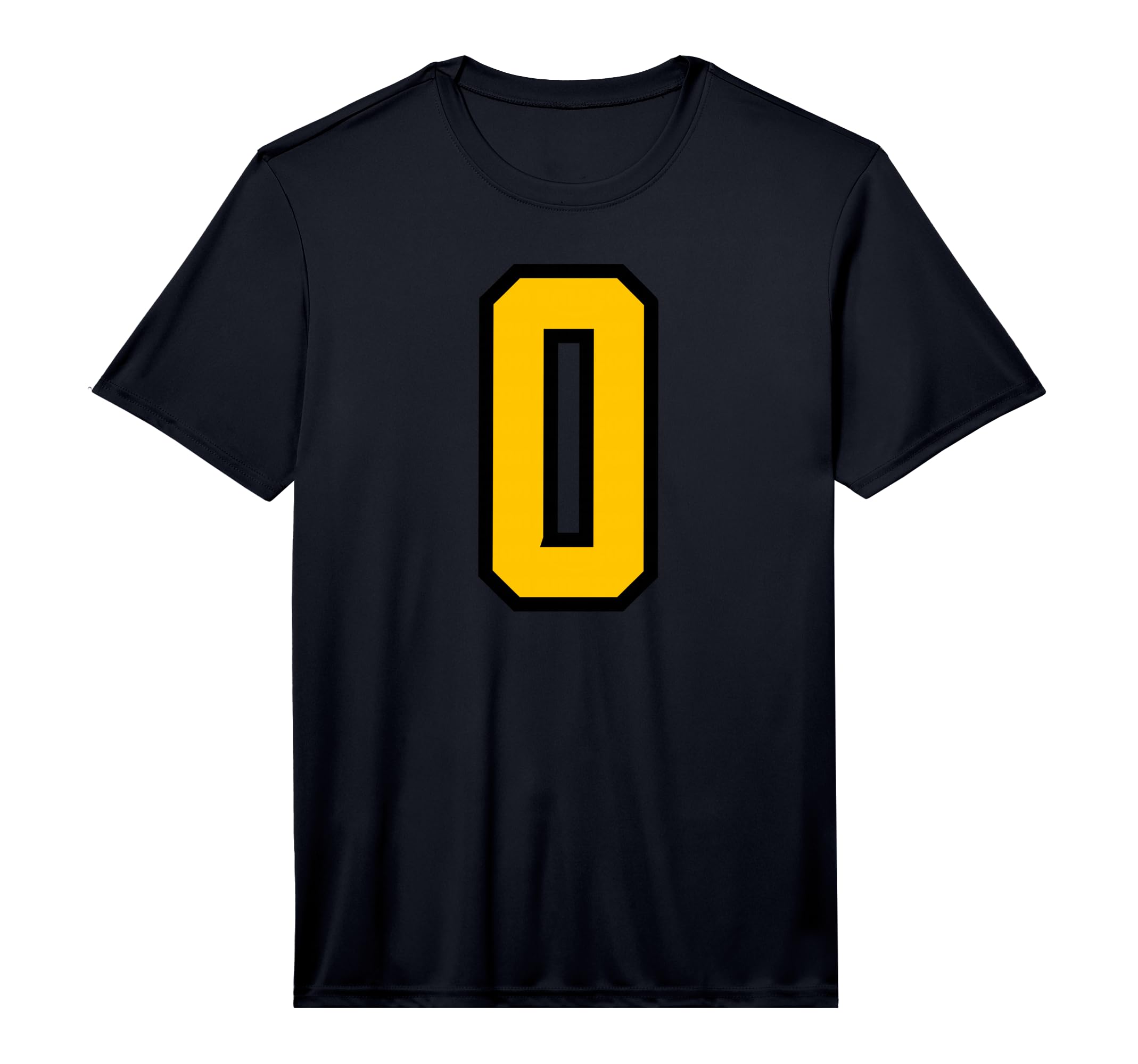 Yellow Black Sports Team Number 0 T-Shirt - Unique Graphic for Adults