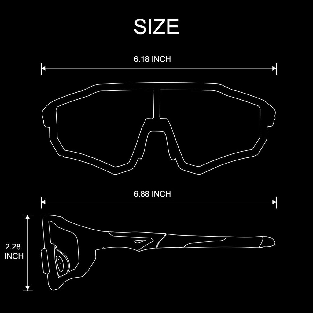 Aerodynamic Windproof Photochromic Cycling Sunglasses