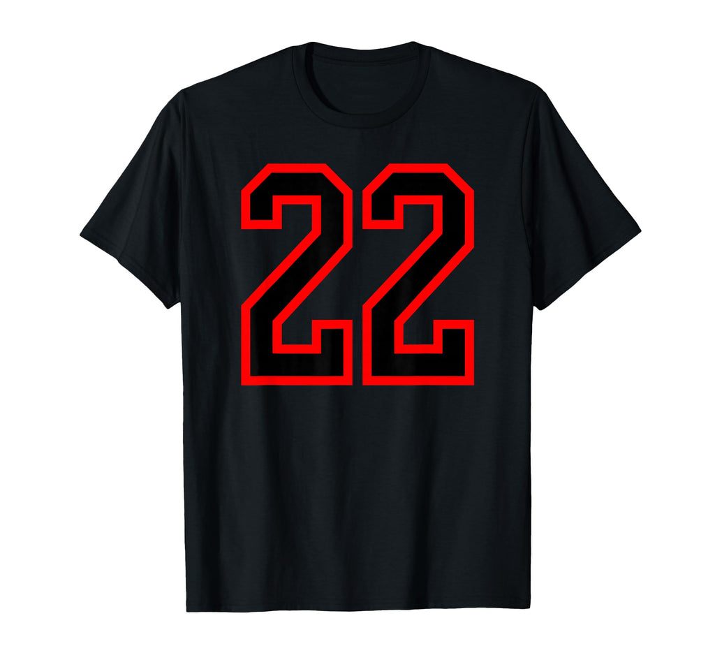 Number 22 Red Black Sports Team Number T-Shirt - Trendy Graphic Unisex