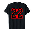 Number 22 Red Black Sports Team Number T-Shirt - Trendy Graphic Unisex