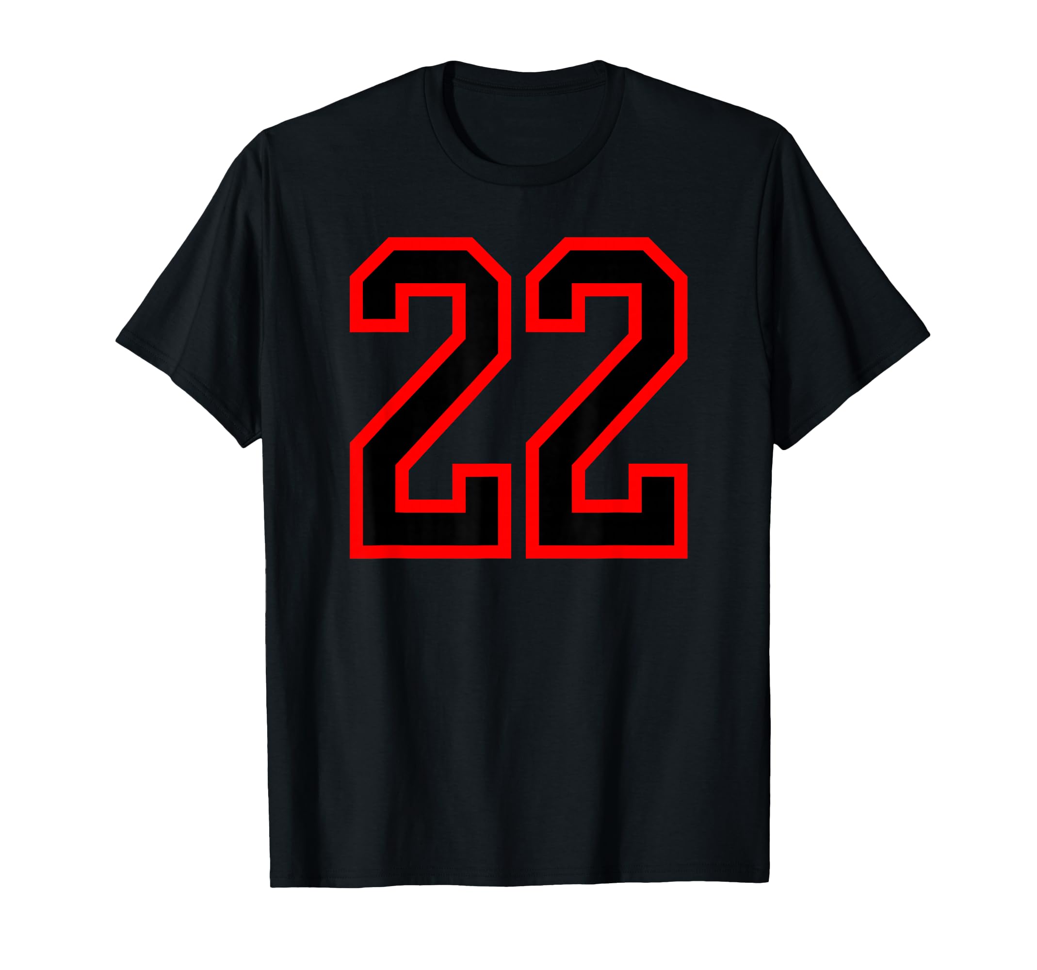 Number 22 Red Black Sports Team Number T-Shirt - Trendy Graphic Unisex