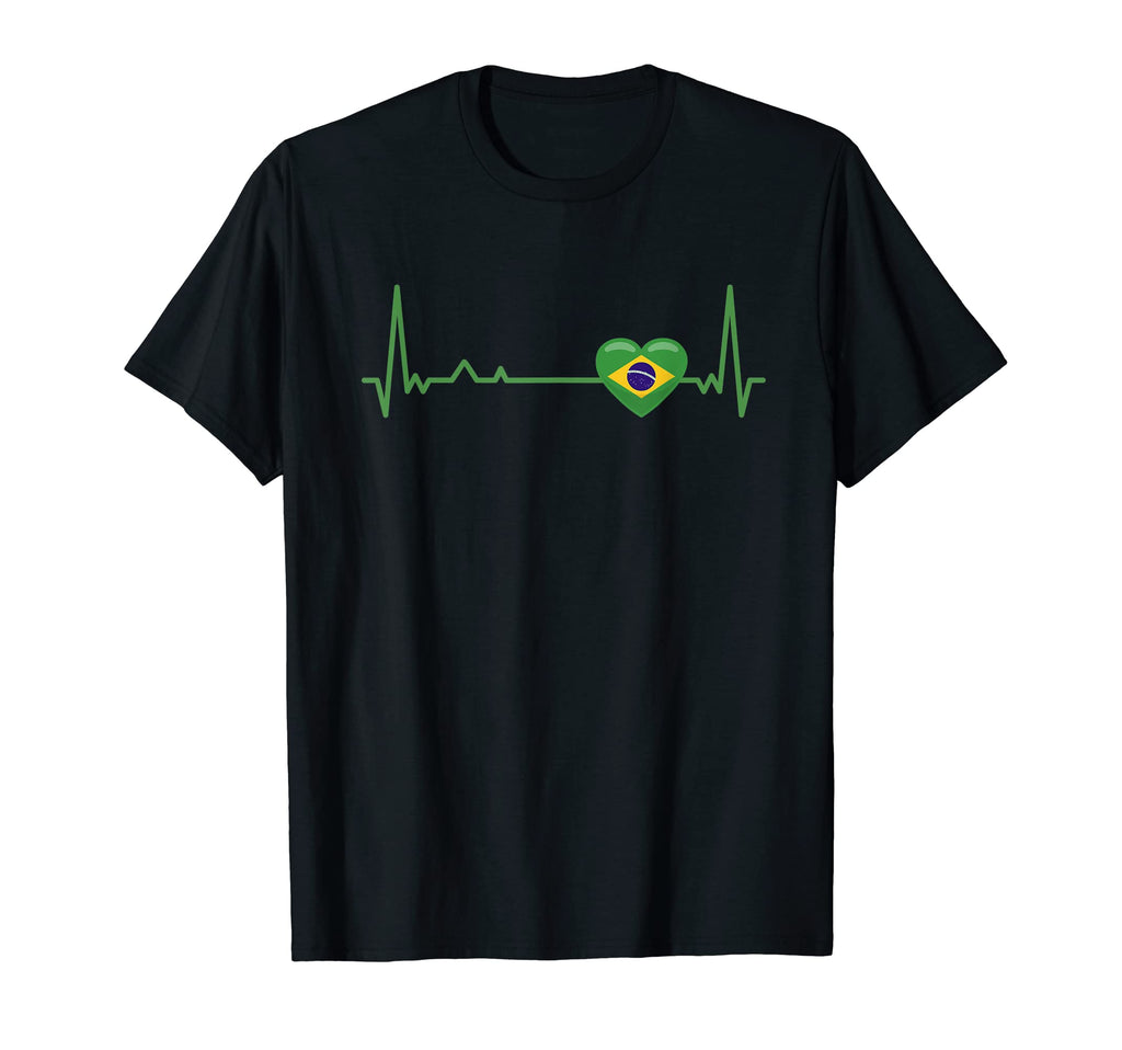 Heartbeat Brazil Flag Soccer Fan T-Shirt - Aesthetic Graphic Unisex