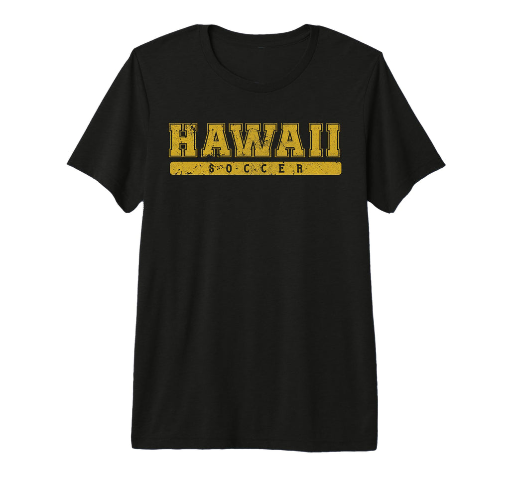 Hawaii Soccer Yellow Text Tri Blend T-Shirt - Fun Novelty Design Men Women