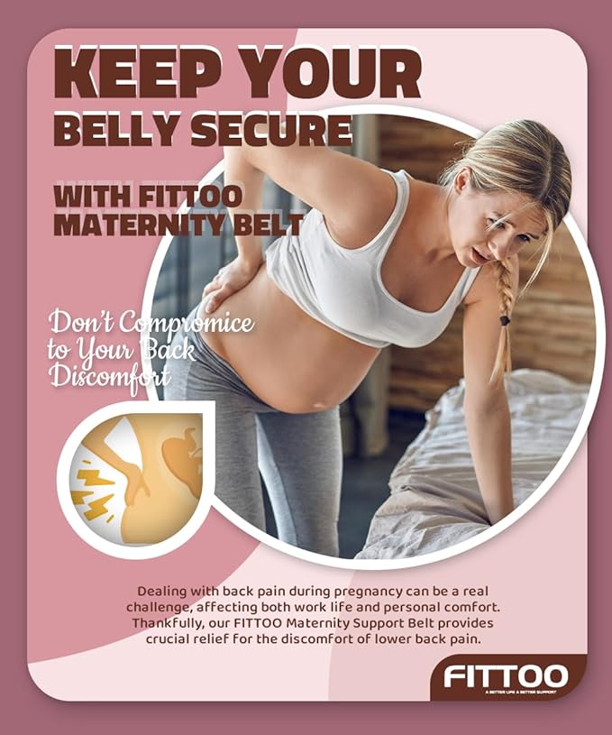 FITTOO Maternity Belt Back Support Belly Band Pregnancy Belt Support Brace Abdominal Binder Waist Support Black M