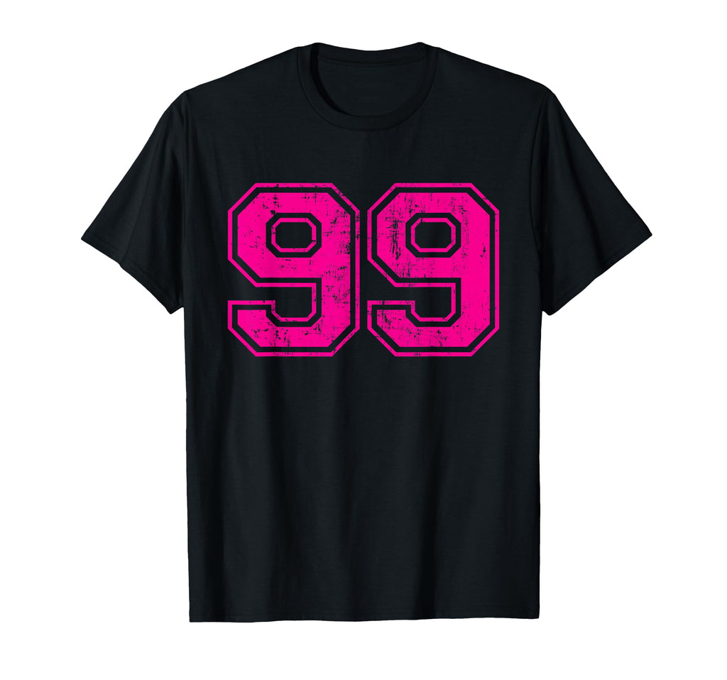 Number 99 Varsity Distressed Sport Team T-Shirt - Aesthetic Graphic Unisex