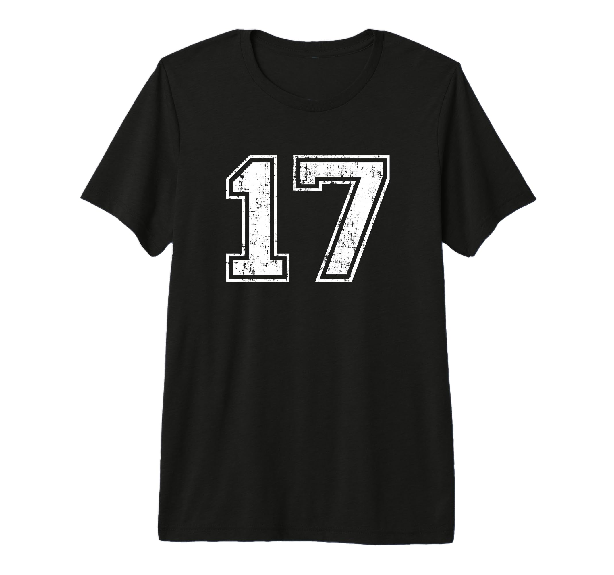 Number 17 Distressed Seventeen Sports Team T-Shirt - Graphic Print Unisex