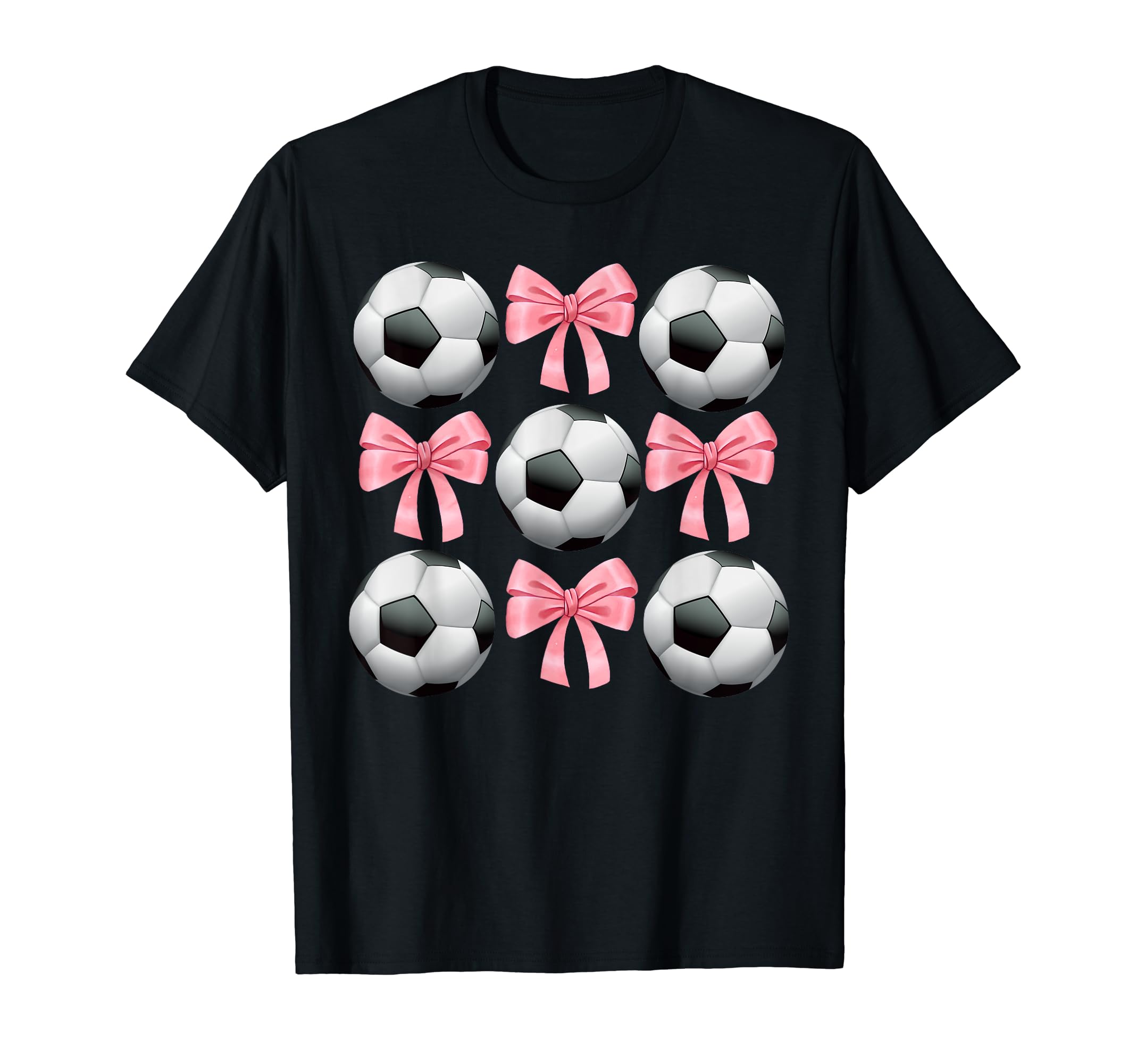 Soccer And Bows Coquette Soccer Mom T-Shirt - Graphic Print for Adults