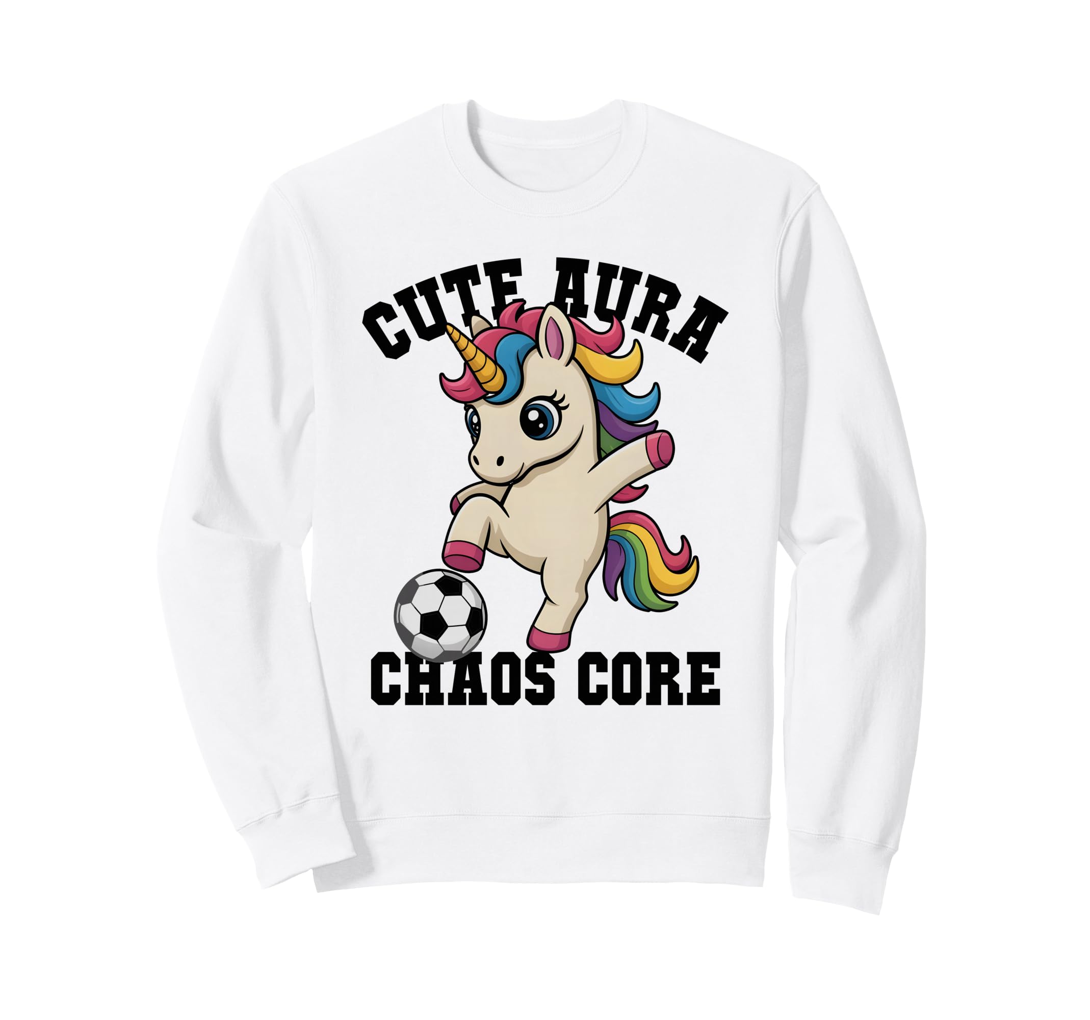 Aura Soccer Unicorn Chaos Core Just Sweatshirt - Graphic Print Men Women